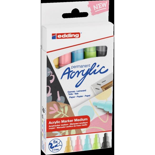 Sada akrylových popisovačov edding 5100  5f pastelové farby