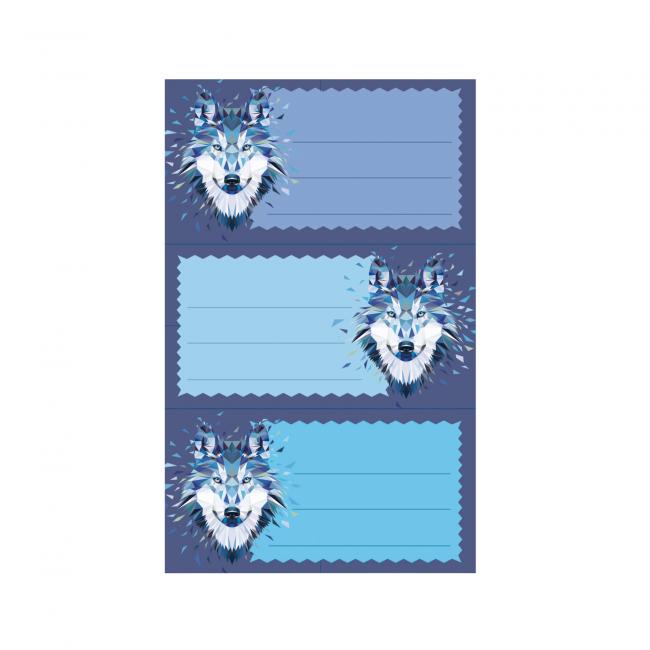 Etikety školské Wild Animals vlk 3 ks na blistri