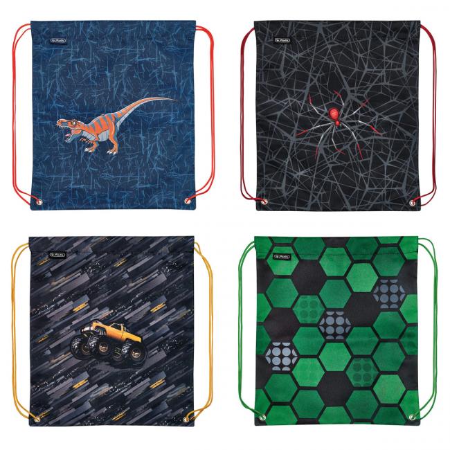 Vrecko na prezuvky Herlitz 36,5x40,5x0,5cm mix Futbal Monster truck Pavúk Dinománia