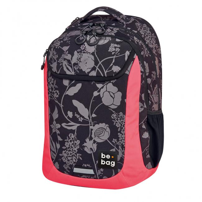 Školský batoh be.bag 31x22x46cm objem 27l Tmavé kvety