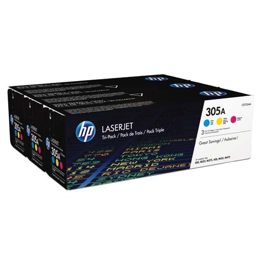 [4000095] HP Original Toner CF370AM / HP 305A color tripack 3 x 2 600 pages