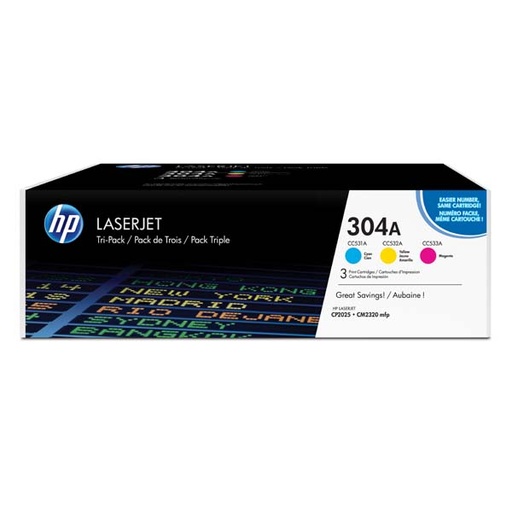 [4000153] HP Original Toner CF372AM / HP 304A color tripack 3 x 2 800 pages