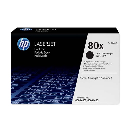 [4000266] HP Original Toner CF280XD / HP 80X black dualpack 2 x 6 900 pages