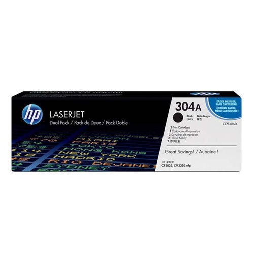[4000771] HP Original Toner CC530AD / HP 304A black 2 x 3 500 pages