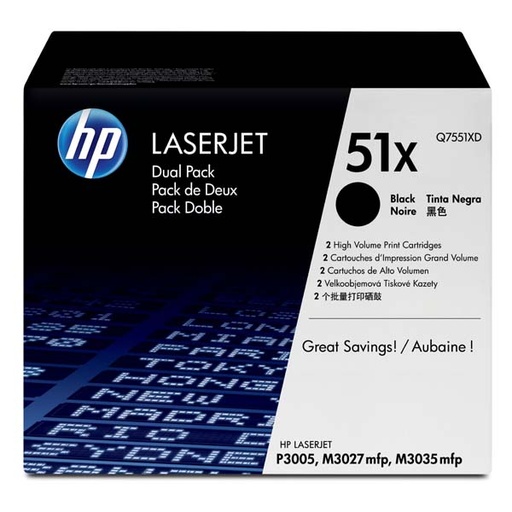 [4000837] HP Original Toner Q7551XD / HP 51X black dualpack 2 x 13 000 pages