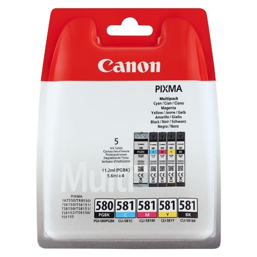 [4001900] Canon Original Inkjet Set PGI-580BK/CLI-581CMYK 2078C005 11,2 + 4 x 5,6 ml