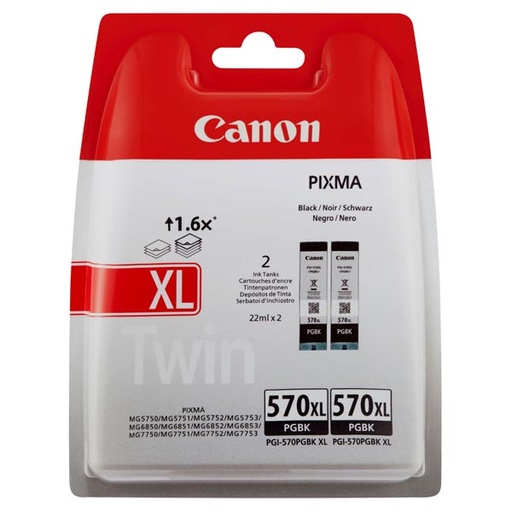 [4002466] Canon Original Inkjet PGI-570BK XL 0318C007 dualpack 2 x 22 ml 2 x 500 pages