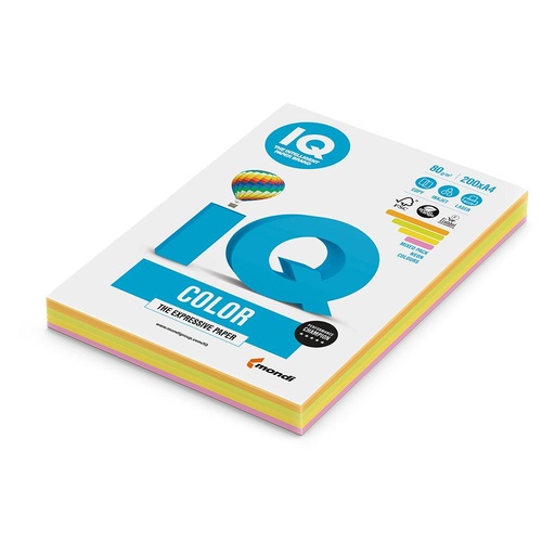 [4002533] Farebný papier IQ color 4x50 mix neónové farby, A4 80g