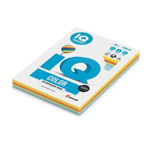 [4002534] Farebný papier IQ color 5x50 mix intenzívne farby, A4 80g