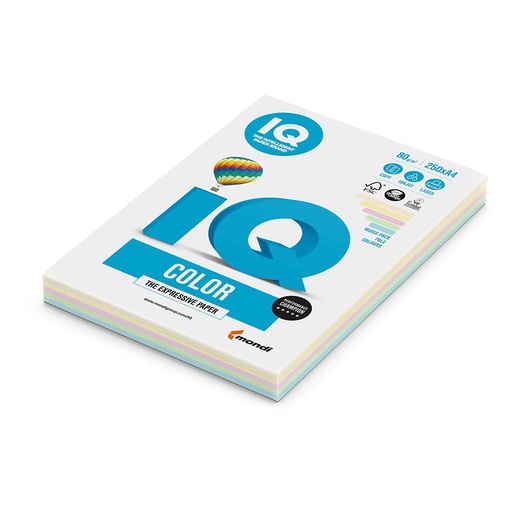 [4002535] Farebný papier IQ color 5x20 mix pastelové farby, A4 160g