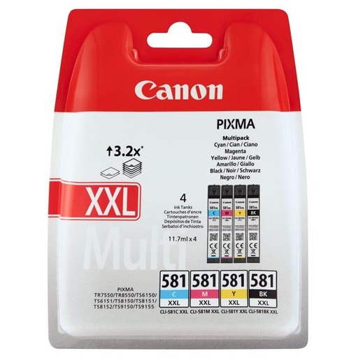 [4002537] Canon Original Inkjet CLI-581CMYK XXL 1998C005 4 x 11,7 ml