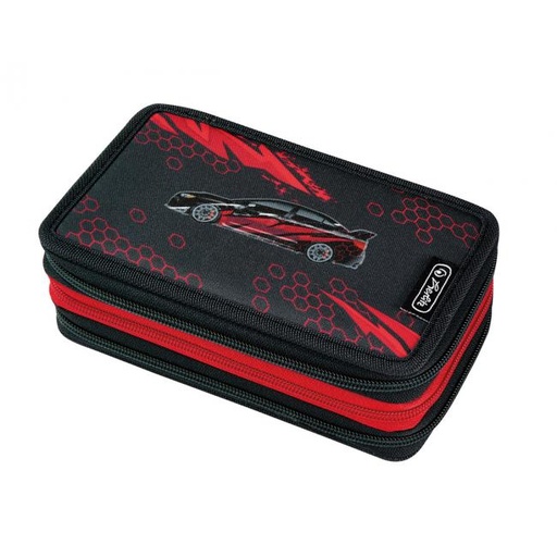 [4002813] Peračník Herlitz 3 zipsový plný Pretekárske auto červené