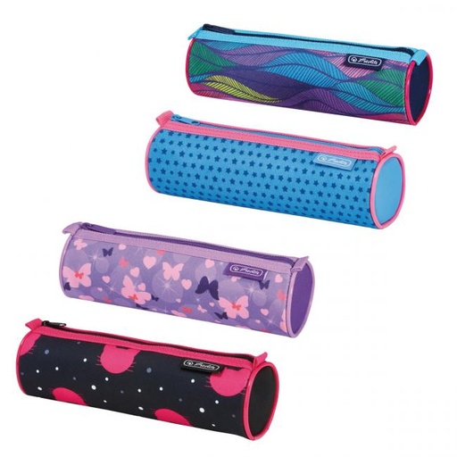 [4002915] Puzdro Herlitz guľaté 21,5x6x6cm mix Čierna mačka Motýle Mesačná slečna Jednorožec