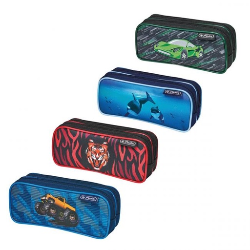 [4002918] Puzdro Herlitz dvojité 20,5x7x9cm mix Monster truck Oceán Tiger Zelené auto