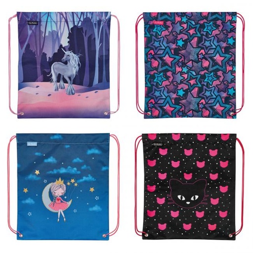 [4002919] Vrecko na prezuvky Herlitz 36,5x40,5x0,5cm mix Mačka Mesačná slečna Jedorožec Hviezdy