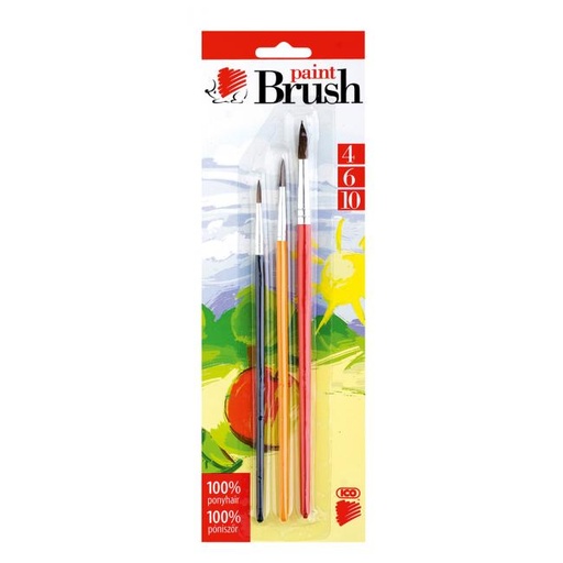 [4003091] Sada štetcov 3ks 4-6-10 guľaté farebná rúčka