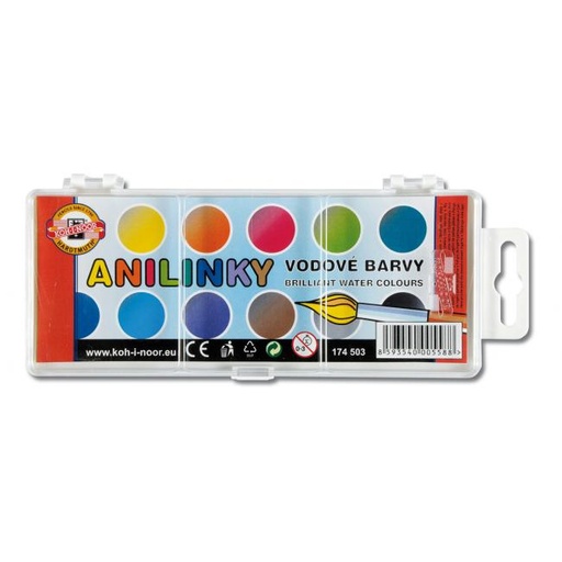 [4003116] Vodové farby brilantné 22mm 12 farieb