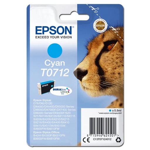[4C13T07124012RA] Epson Original Inkjet T0712 / C13T07124012 cyan 5,5 ml