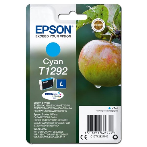 [4C13T12924012RA] Epson Original Inkjet T1292 / C13T12924012 cyan 7 ml 485 pages
