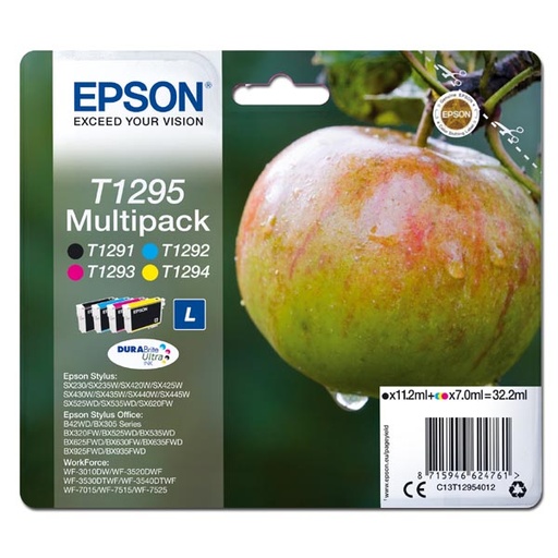 [4C13T12954012RA] Epson Original Inkjet Set T1295 / C13T12954012 CMYK 11,2 + 3 x 7 ml