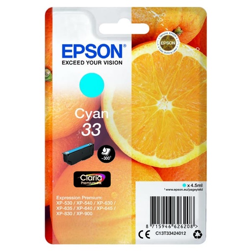 [4C13T33424012AR] Epson Original Inkjet T33 / C13T33424012 cyan 4,5 ml