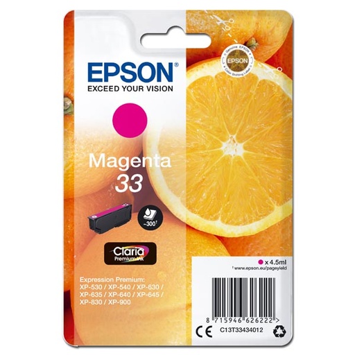 [4C13T33434012AR] Epson Original Inkjet T33 / C13T33434012 magenta 4,5 ml