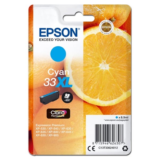 [4C13T33624012AR] Epson Original Inkjet T33XL / C13T33624012 cyan 8,9 ml